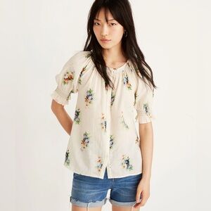 Madewell Floral Cream Blouse